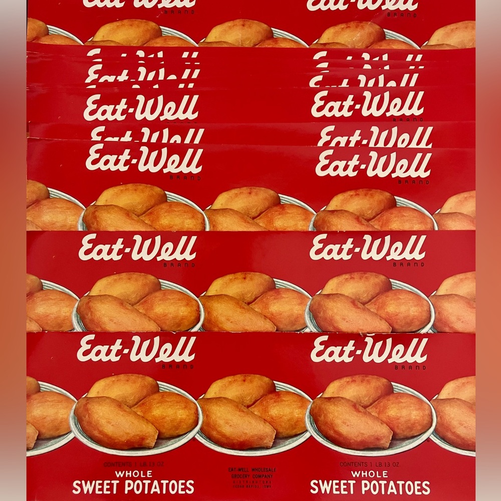 Vintage NOS Eat-Well Can Labels Sweet Potatoes Lot of 12 Advertising
